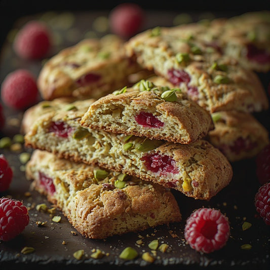 Raspberry Pistachio Biscotti